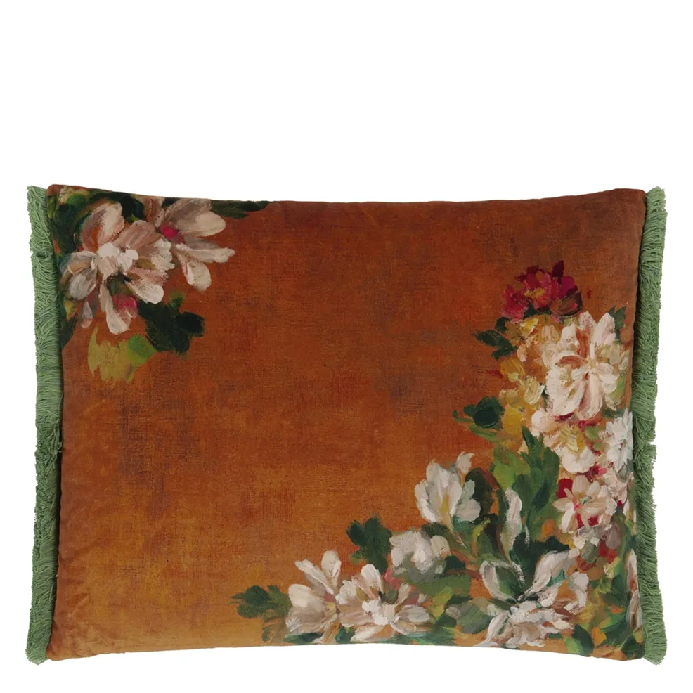 FLEURS D ARTISTES VELOURS TERRACOTTA CUSHION DESIGNERS GUILD