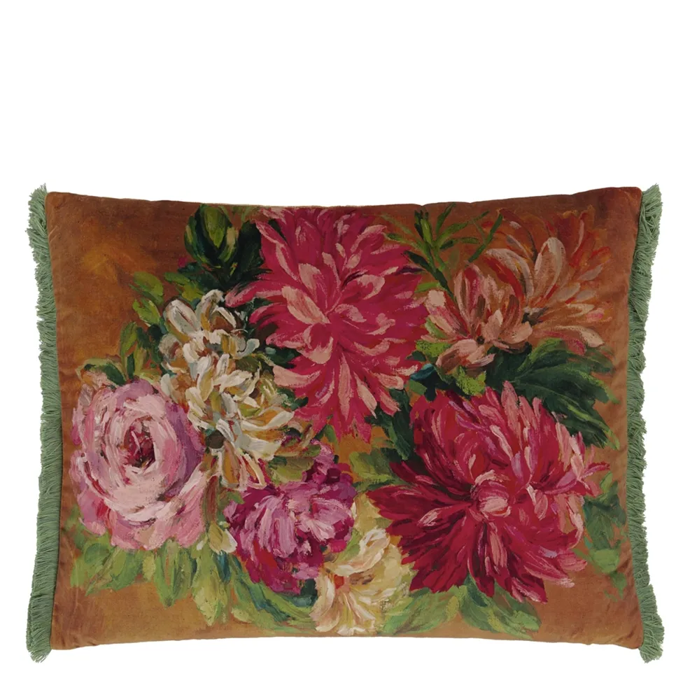 FLEURS D ARTISTES VELOURS TERRACOTTA CUSHION DESIGNERS GUILD