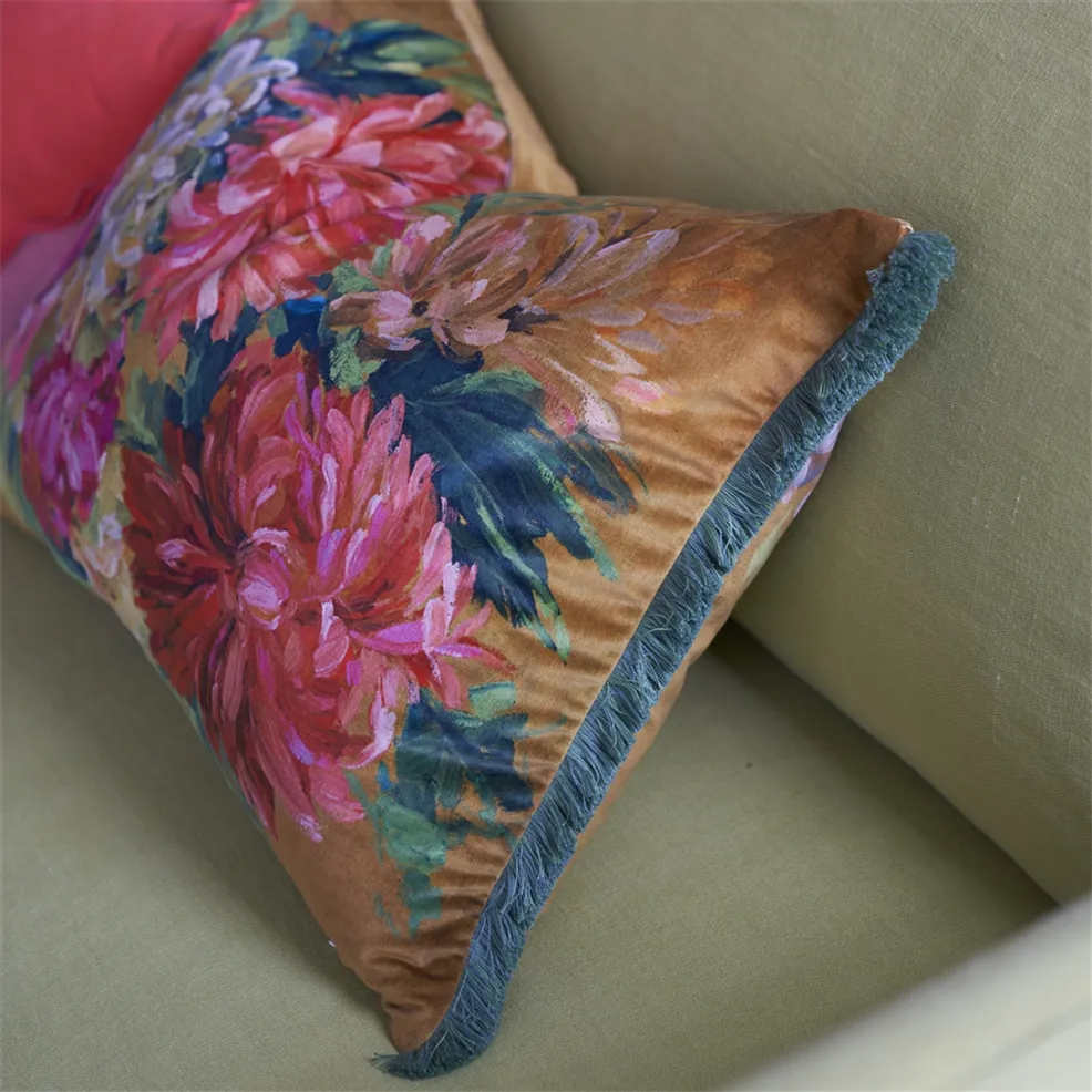 FLEURS D ARTISTES VELOURS TERRACOTTA CUSHION DESIGNERS GUILD