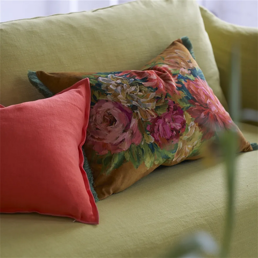 FLEURS D ARTISTES VELOURS TERRACOTTA CUSHION DESIGNERS GUILD