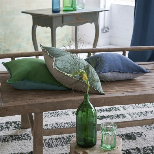 BRERA LINO MIDNIGHT & CHAMBRAY LINEN CUSHION