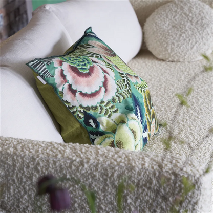 ROSE DE DAMAS JADE COTTON LINEN CUSHION