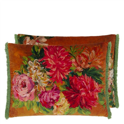 FLEURS D ARTISTES VELOURS TERRACOTTA CUSHION DESIGNERS GUILD